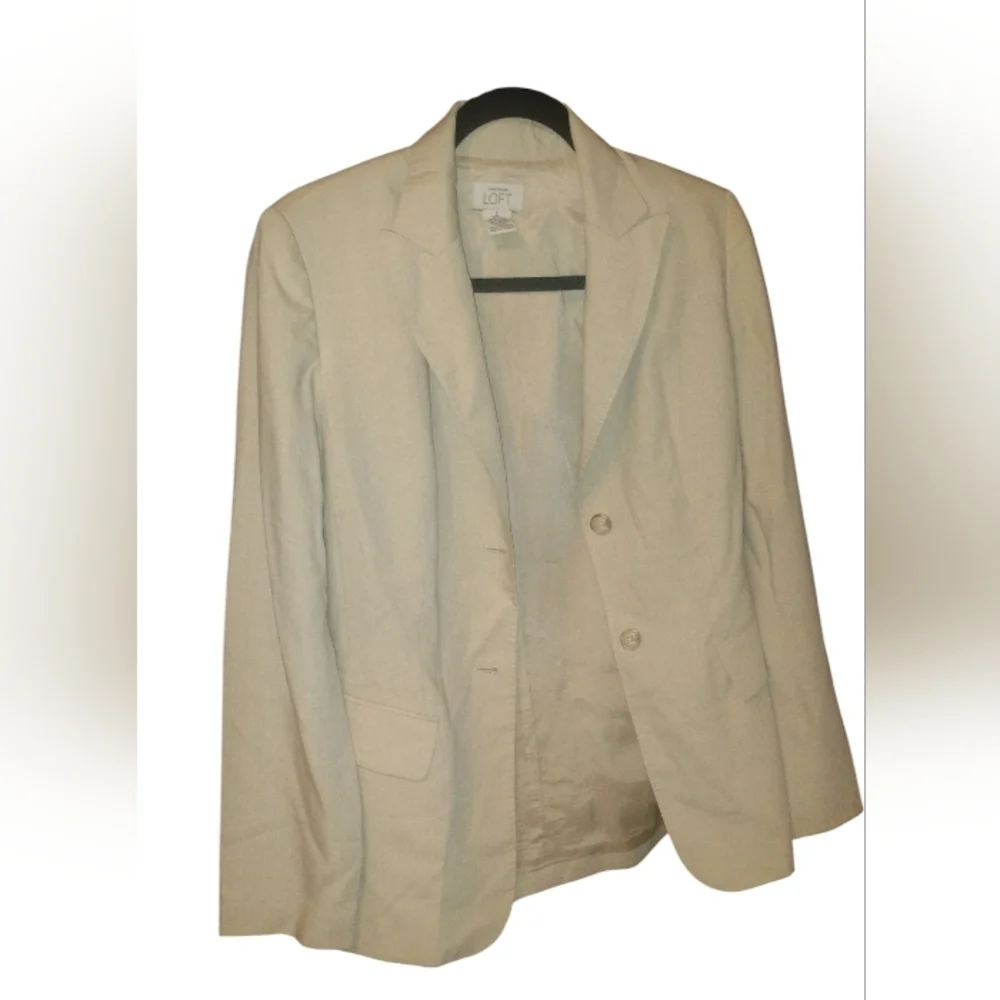 Ann Taylor LOFT Linen Blazer Jacket Women’s  Beige, Cream  Long Sleeve SZ 2
